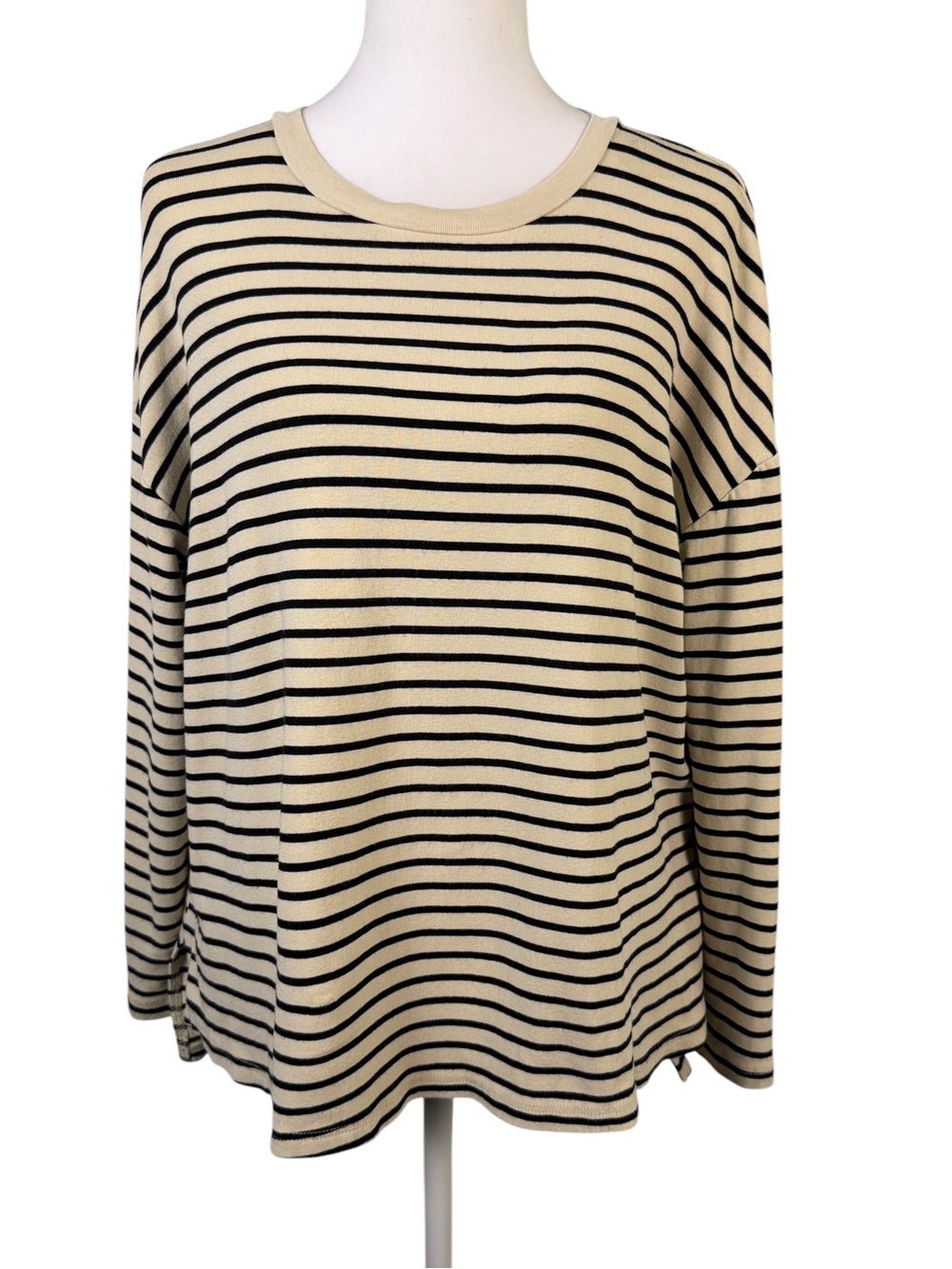 Mod Ref Cream & Black Oversized Striped  high low Hemline Size S Nautical style